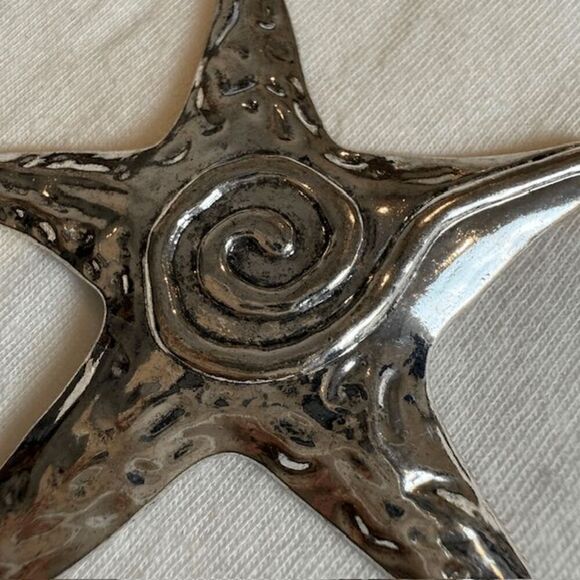 NWT Starfish Statement Necklace and Earrings Set Silver Tone Blue Green Wood - Picture 9 of 11